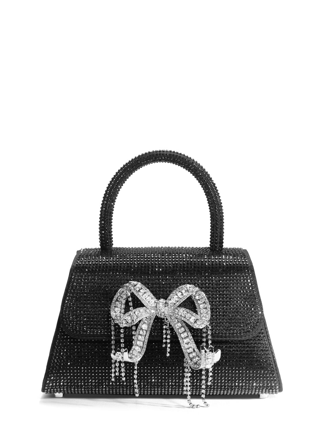 Self-portrait Crystal Bow Bag In Black