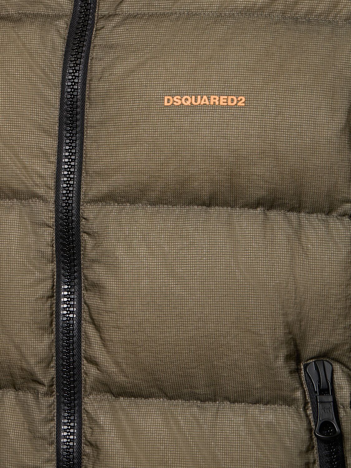 Shop Dsquared2 Logo Nylon Puffer Jacket In Militärgrün