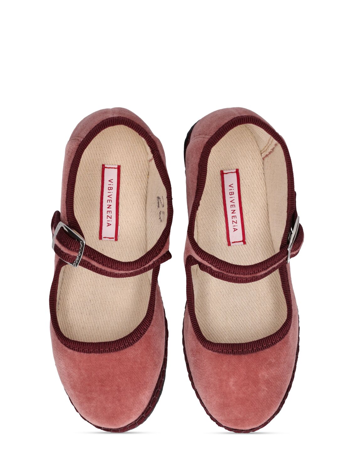 Shop Vibi Venezia Cotton Velvet Mary Jane Loafers In Rosa,bordeaux