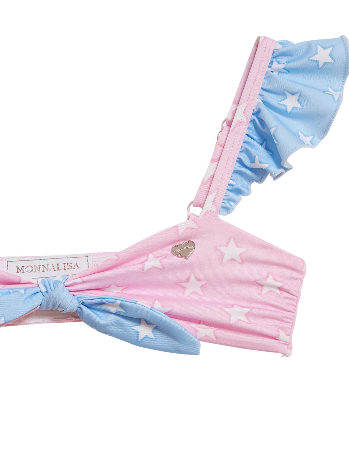 Shop Monnalisa Lycra Bikini W/ruffles In Pink,light Blue