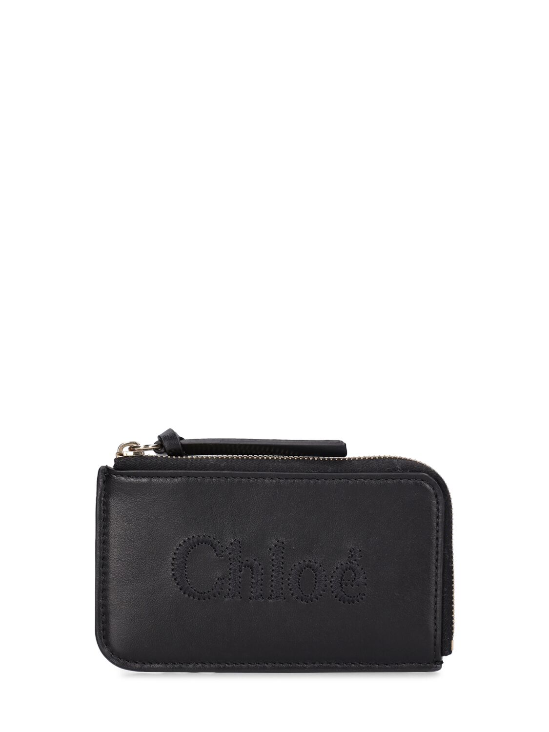 Chloé Small Chlooè Sense Leather Zipped Wallet In Black