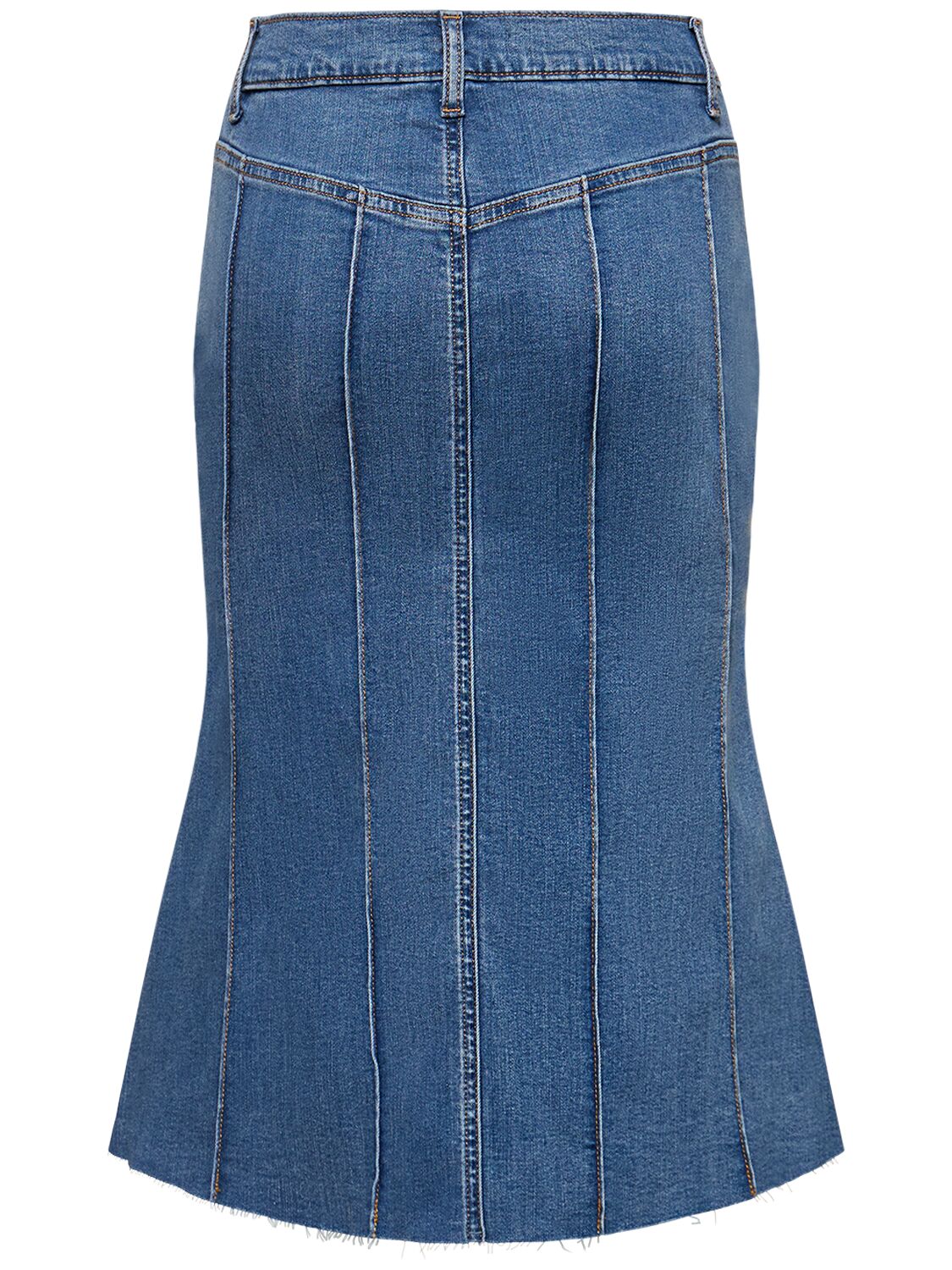 Shop Reformation Juliana Fluted Denim Midi Skirt In Blue