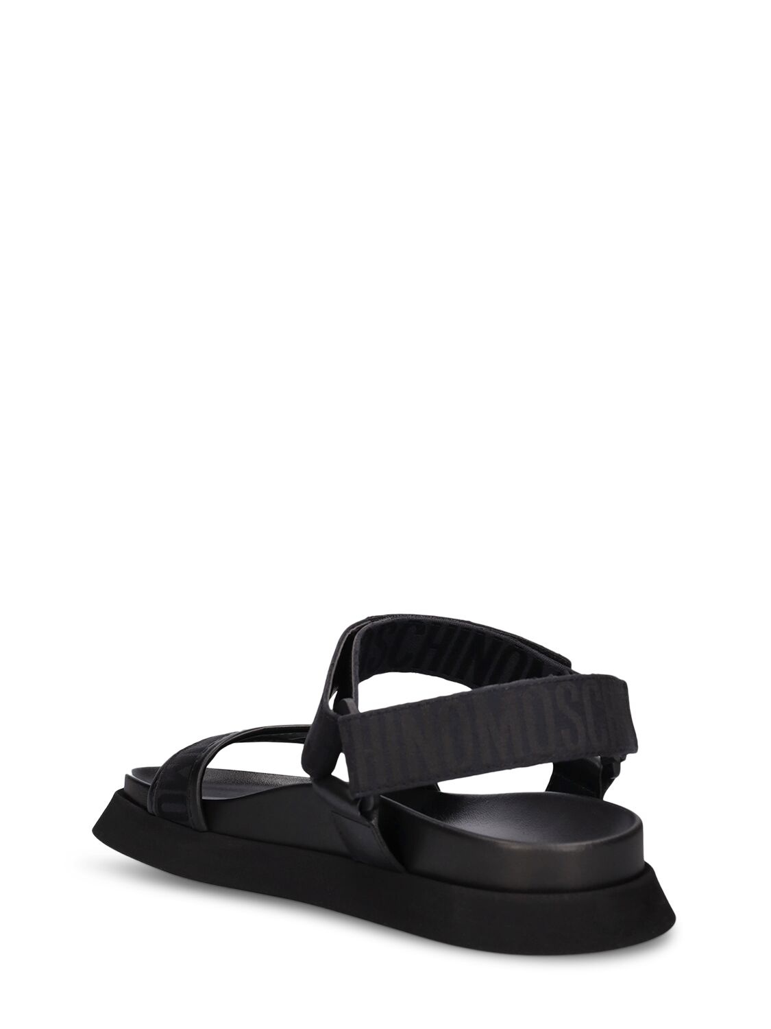 Shop Moschino 40mm Logo Jacquard Sandals In Black