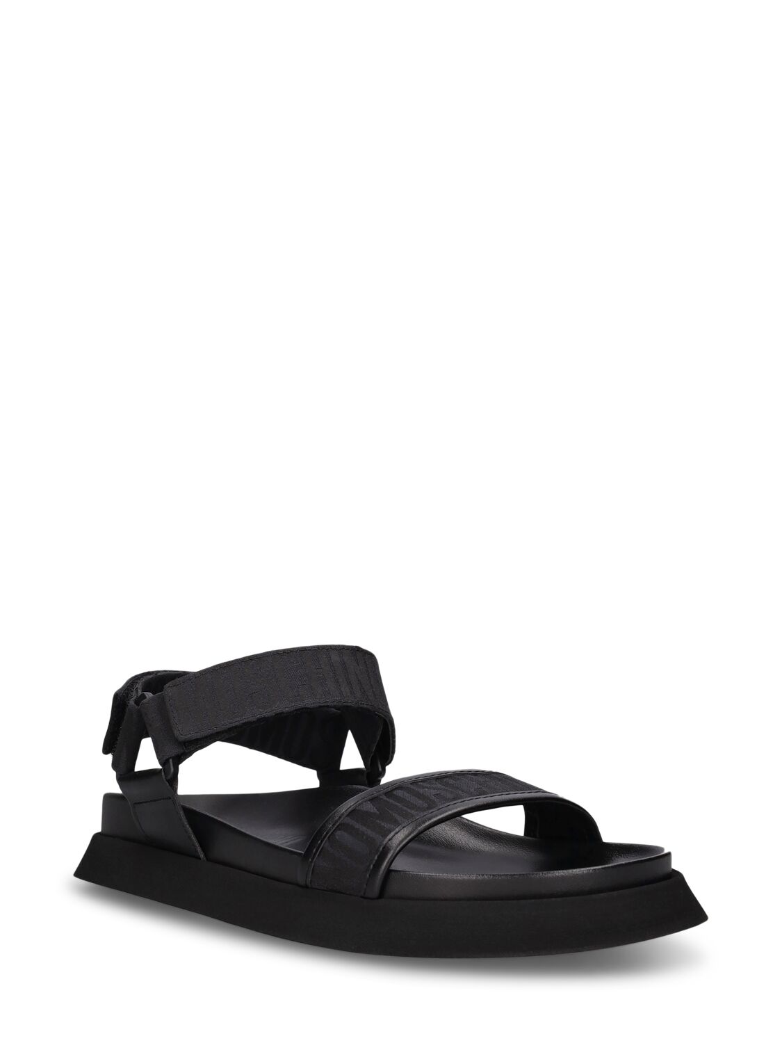 Shop Moschino 40mm Logo Jacquard Sandals In Black