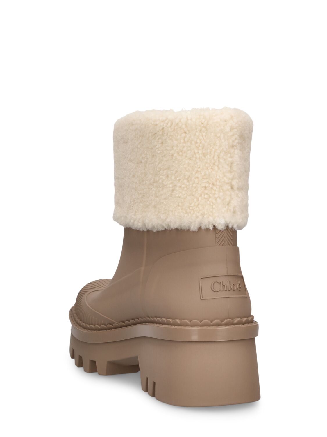 Shop Chloé 40mm Raina Rubber & Shearling Boots In Beige