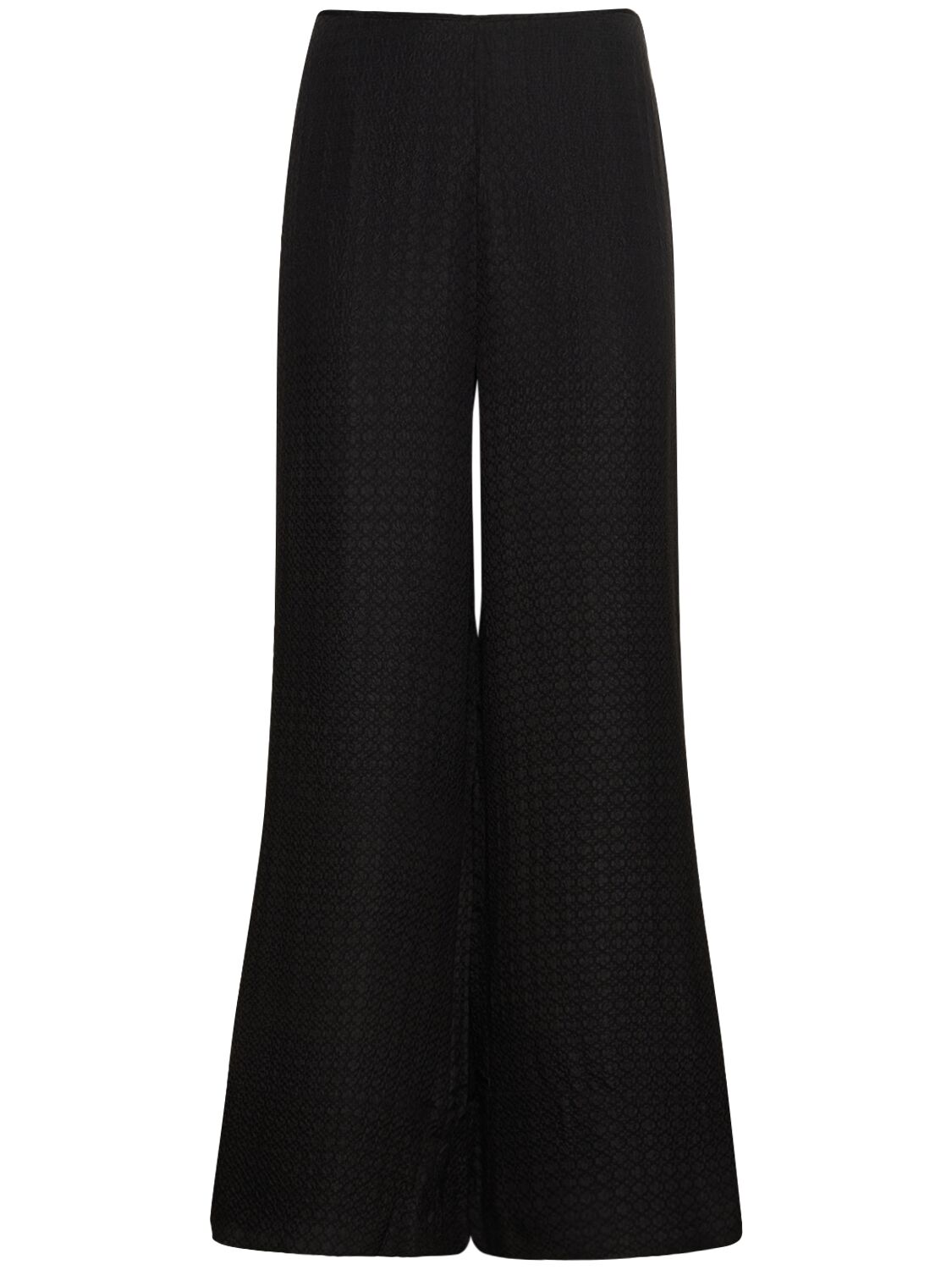 St.agni Textured Silk Straight Trousers In 블랙