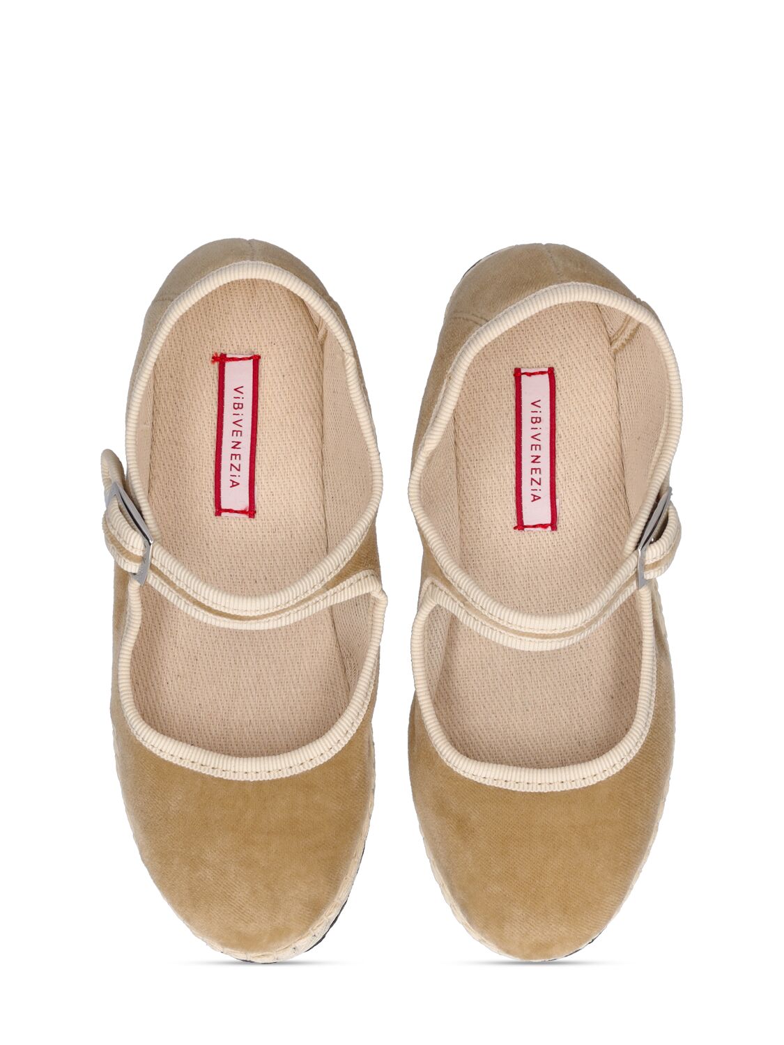 Shop Vibi Venezia Cotton Velvet Mary Jane Loafers In Beige