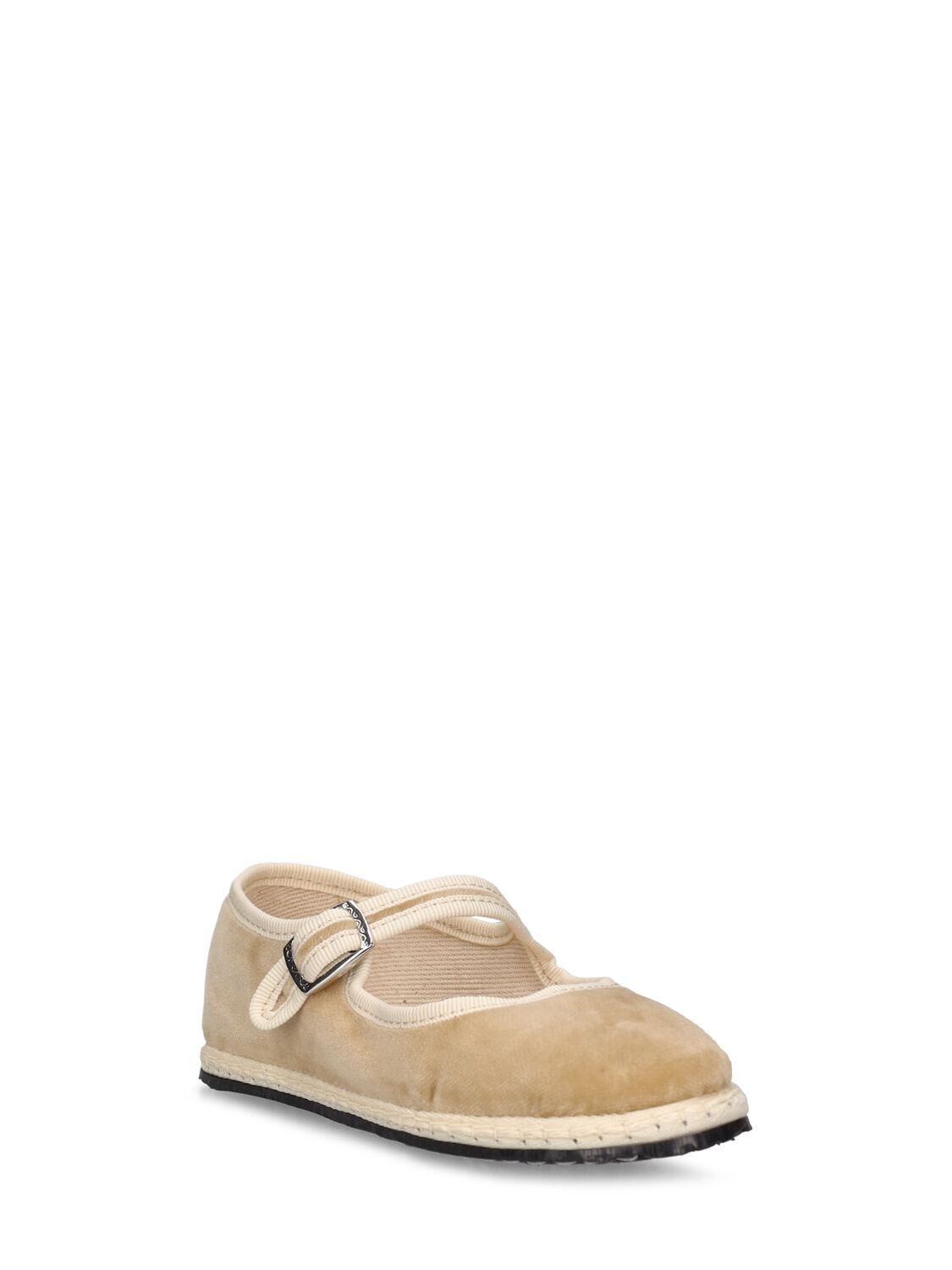 Shop Vibi Venezia Cotton Velvet Mary Jane Loafers In Beige