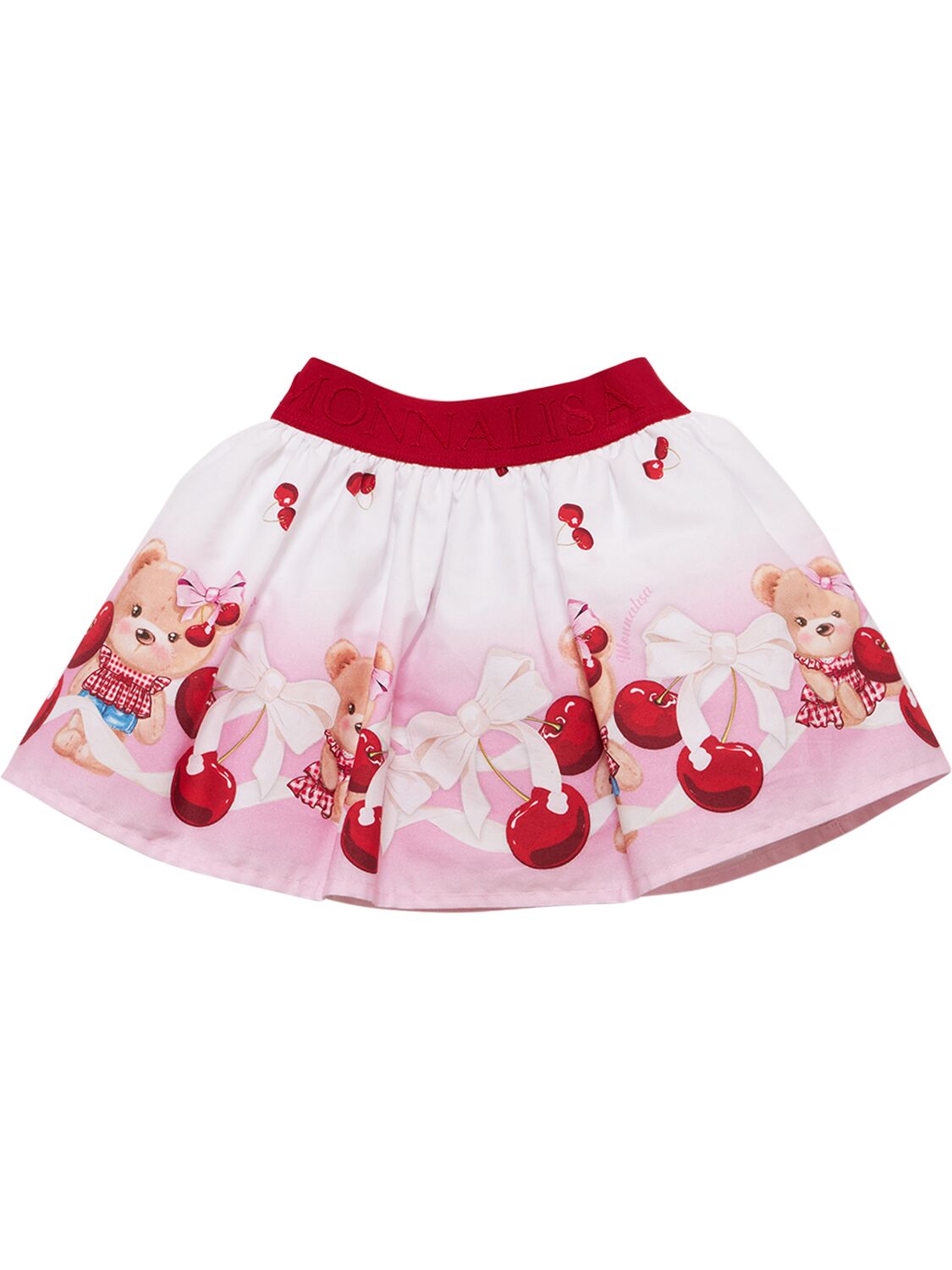 Monnalisa Kids' Printed Cotton Poplin Skirt In White,pink