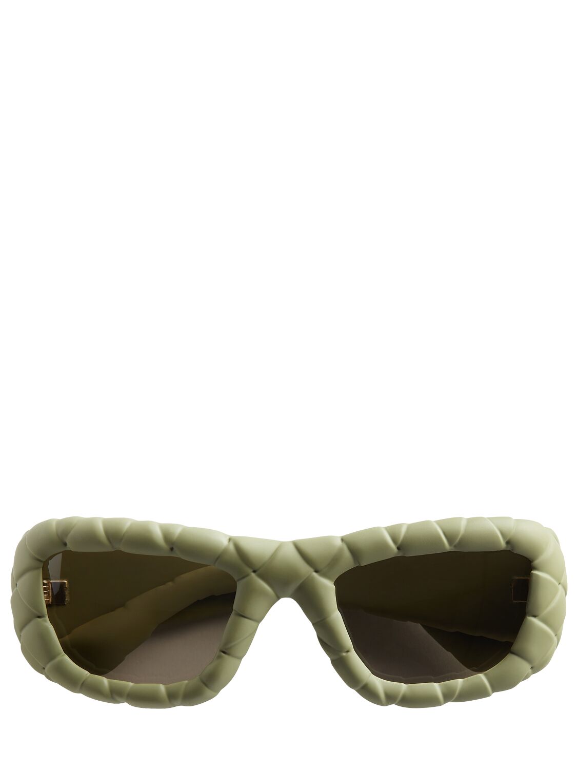 Shop Bottega Veneta Intrecciato Rectangular Sunglasses In 그린