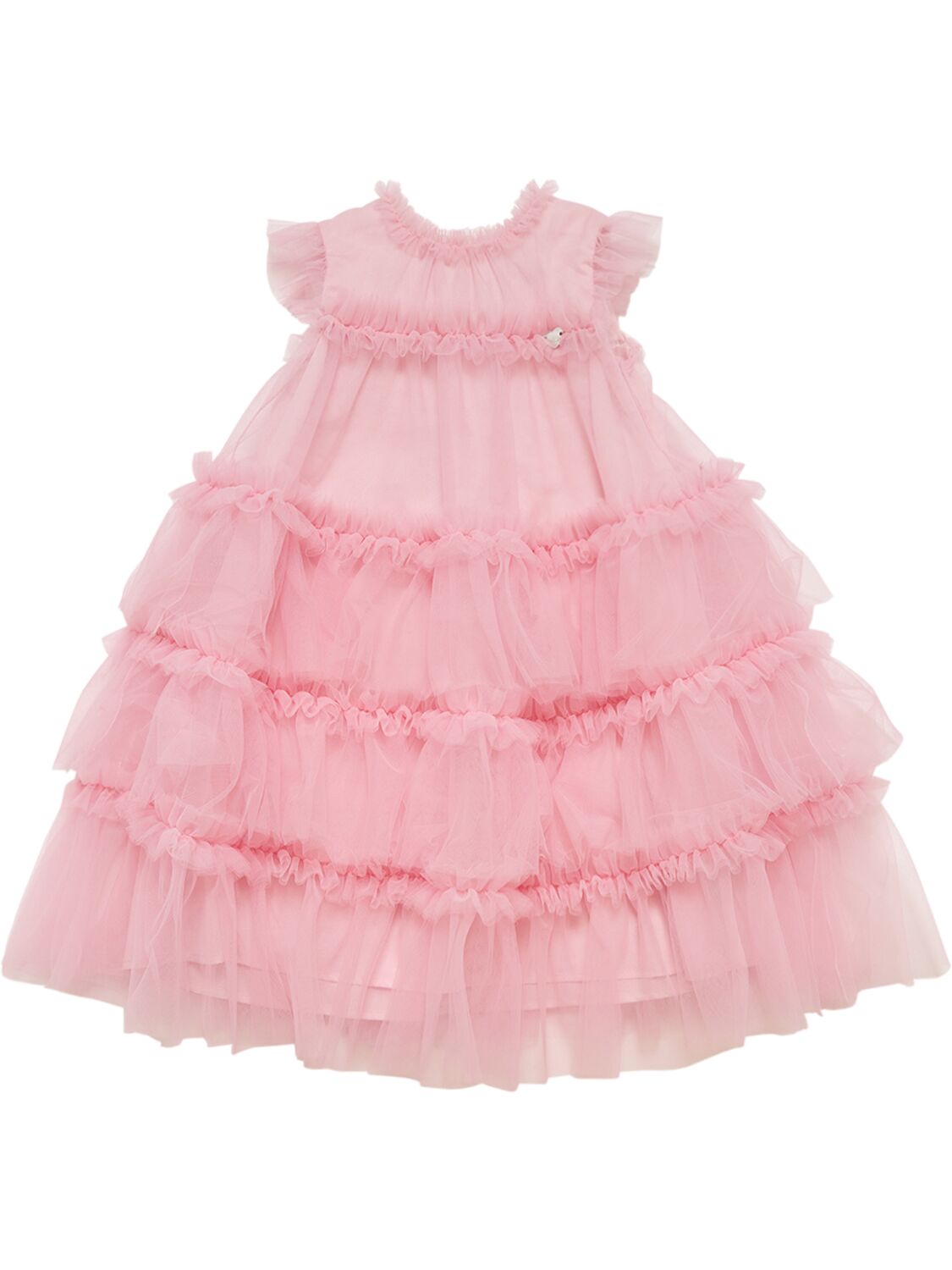 Monnalisa Kids' Tulle Dress W/ Ruffles In Pink