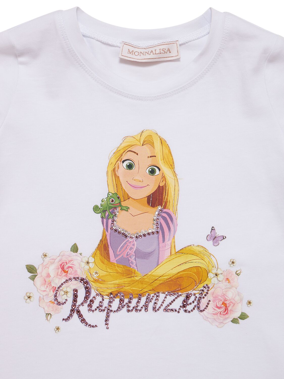 Shop Monnalisa Rapunzel Printed Cotton Jersey T-shirt In White