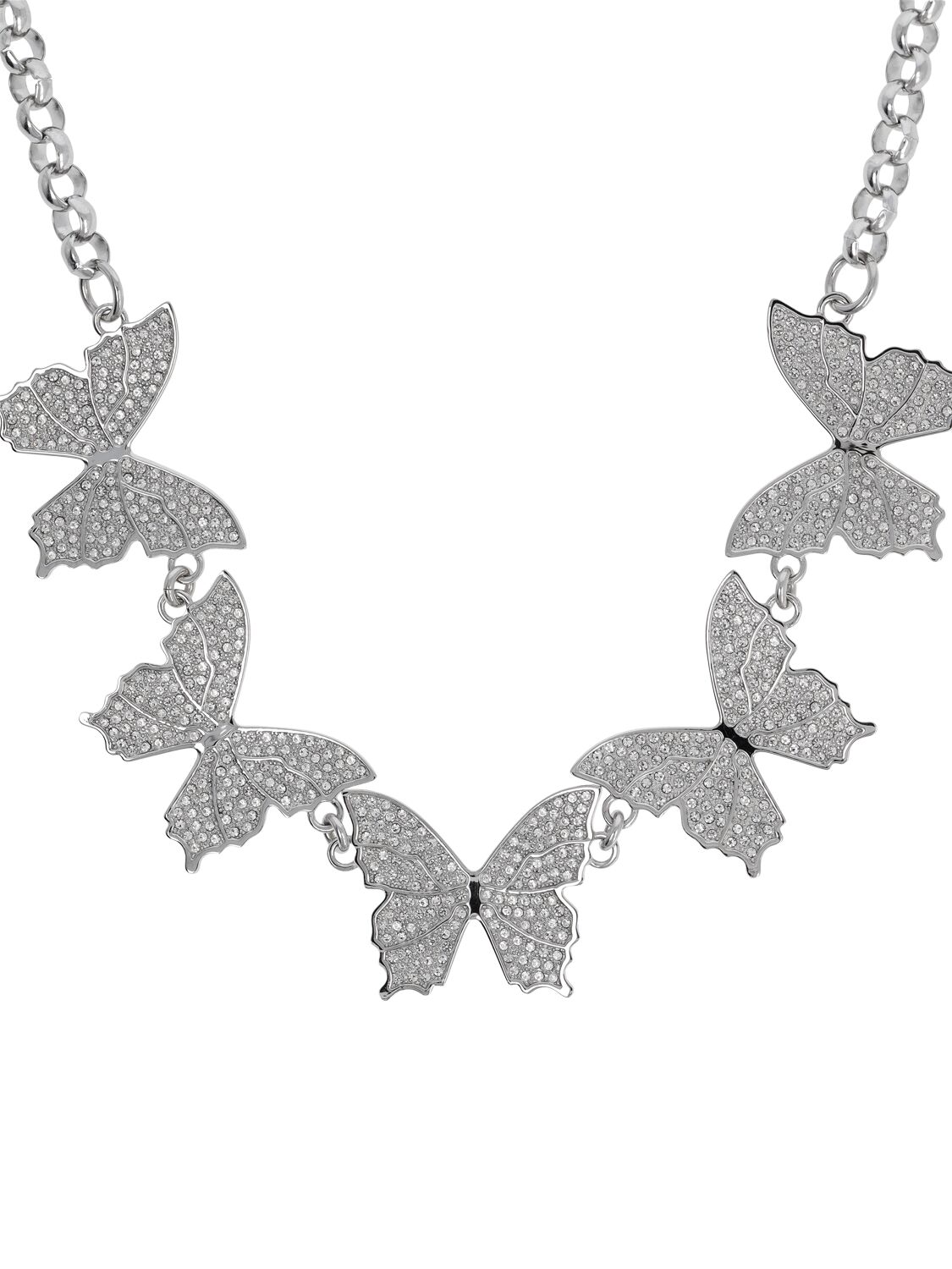Shop Blumarine Butterfly Crystal Choker In Silver