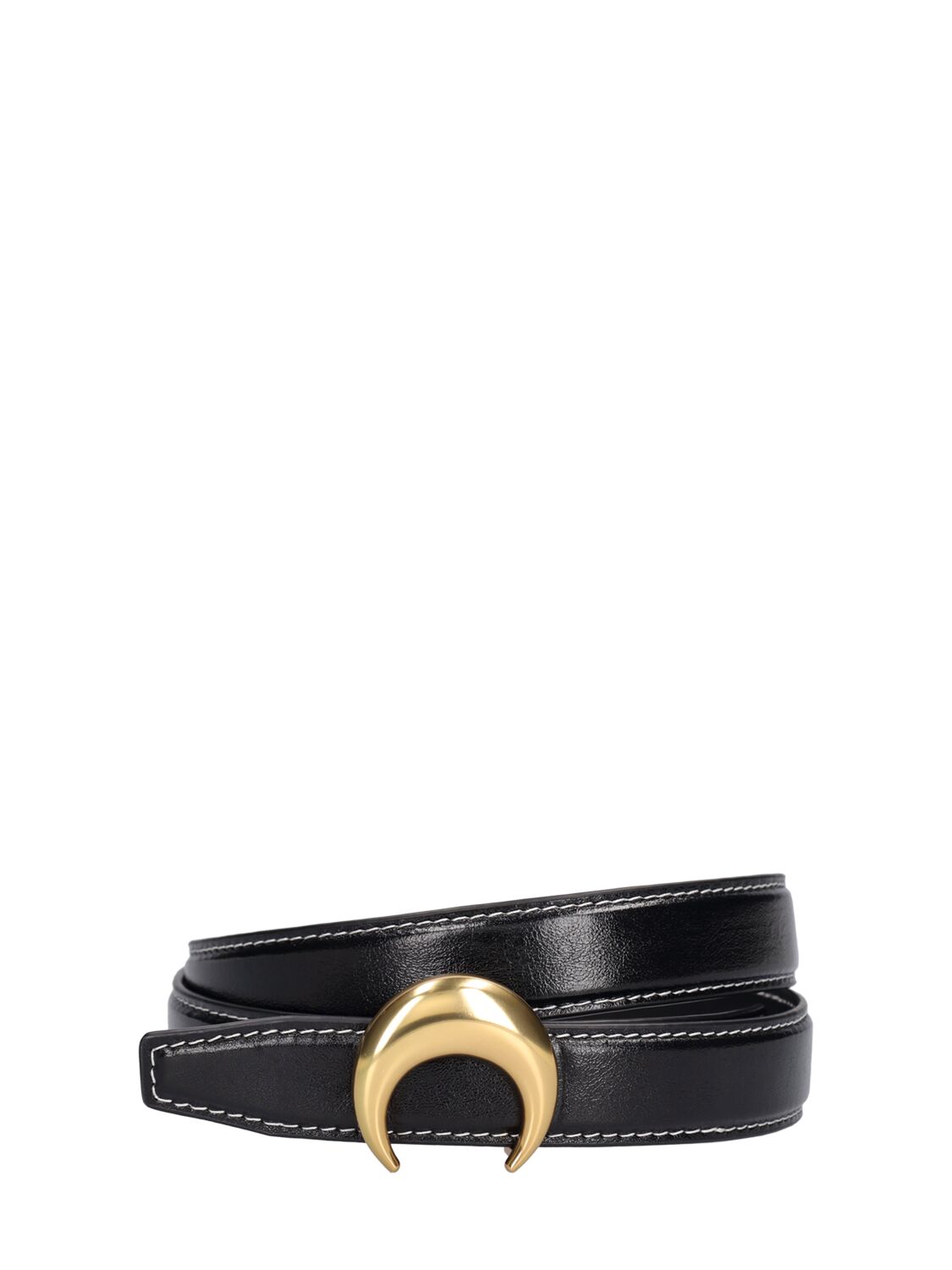 Marine Serre 25mm Moon Leather Buckle Belt In Black