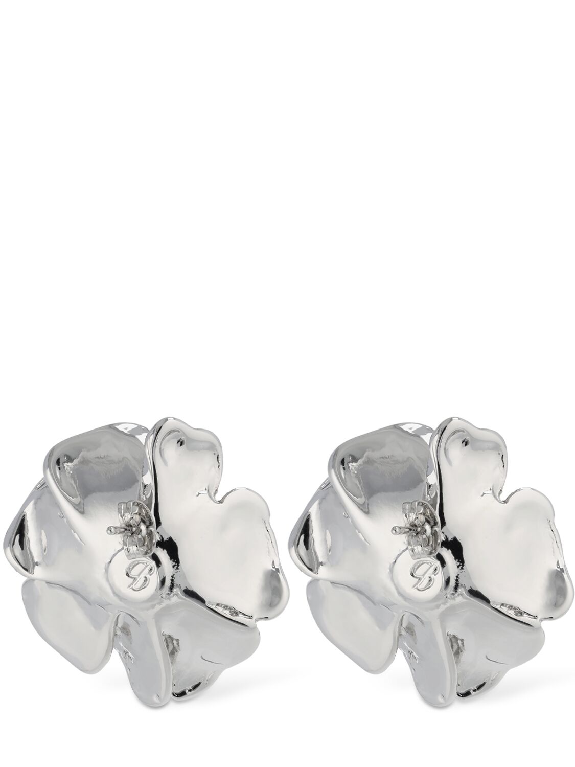 Shop Blumarine Rose Stud Earrings In Silver