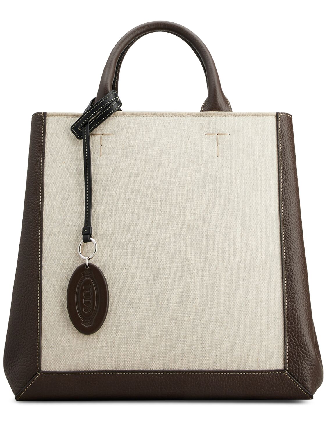 Tod's Medium Canvas Tote Bag In Mastice,marrone