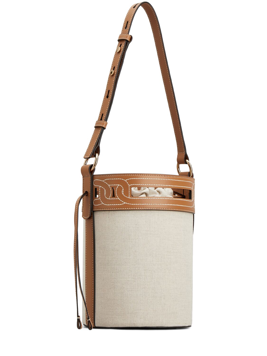 Shop Tod's Small Canvas Bucket Bag In Mastice,kenia