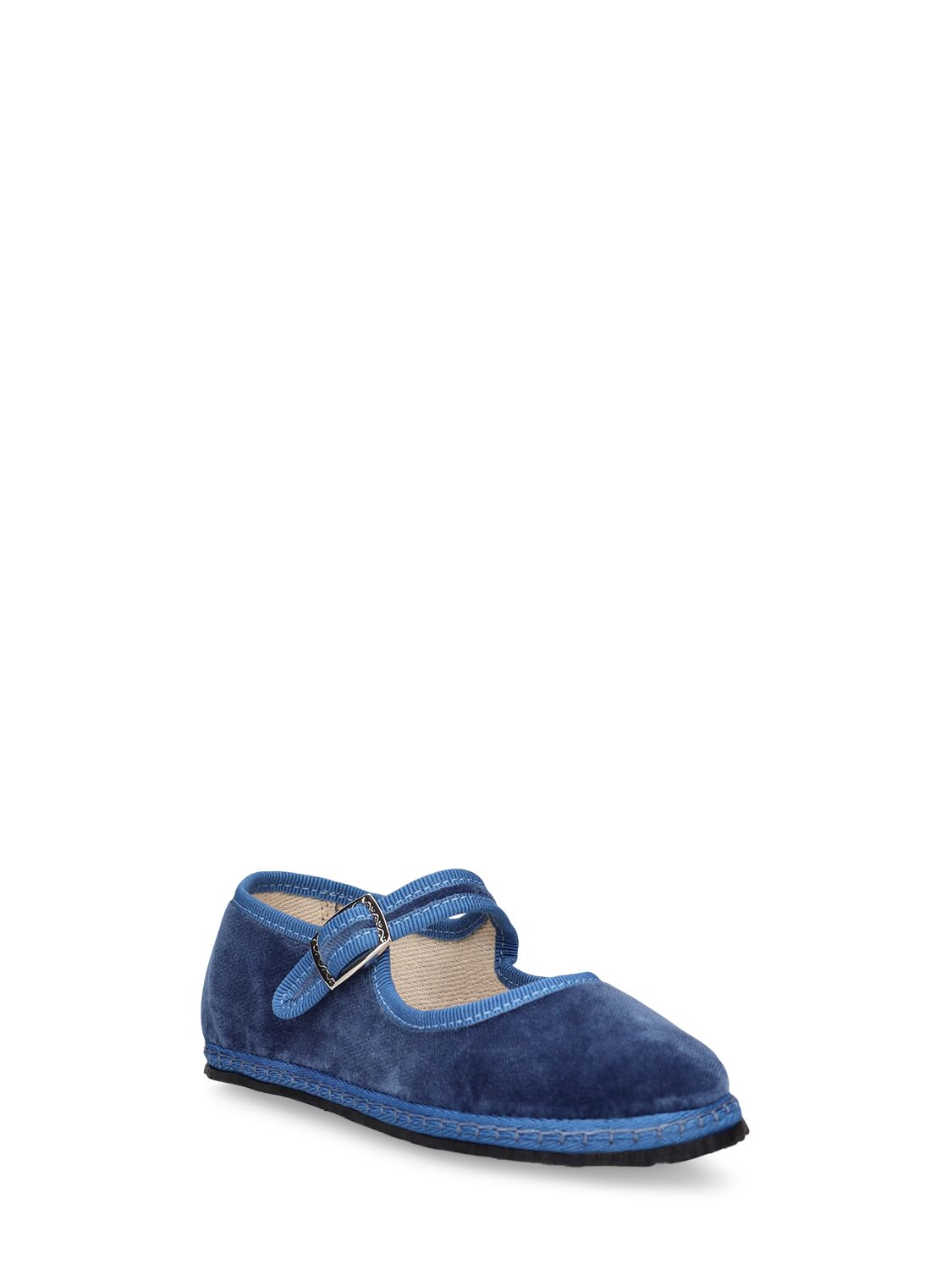 Shop Vibi Venezia Cotton Velvet Mary Jane Loafers In Blau