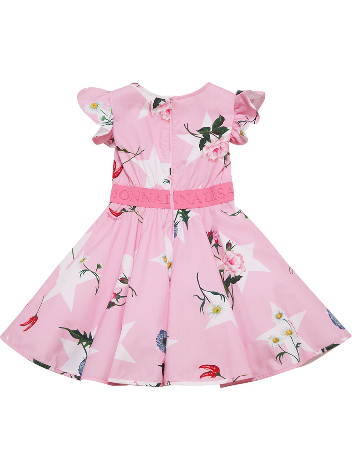 Shop Monnalisa Printed Cotton Poplin Dress In Pink,multi
