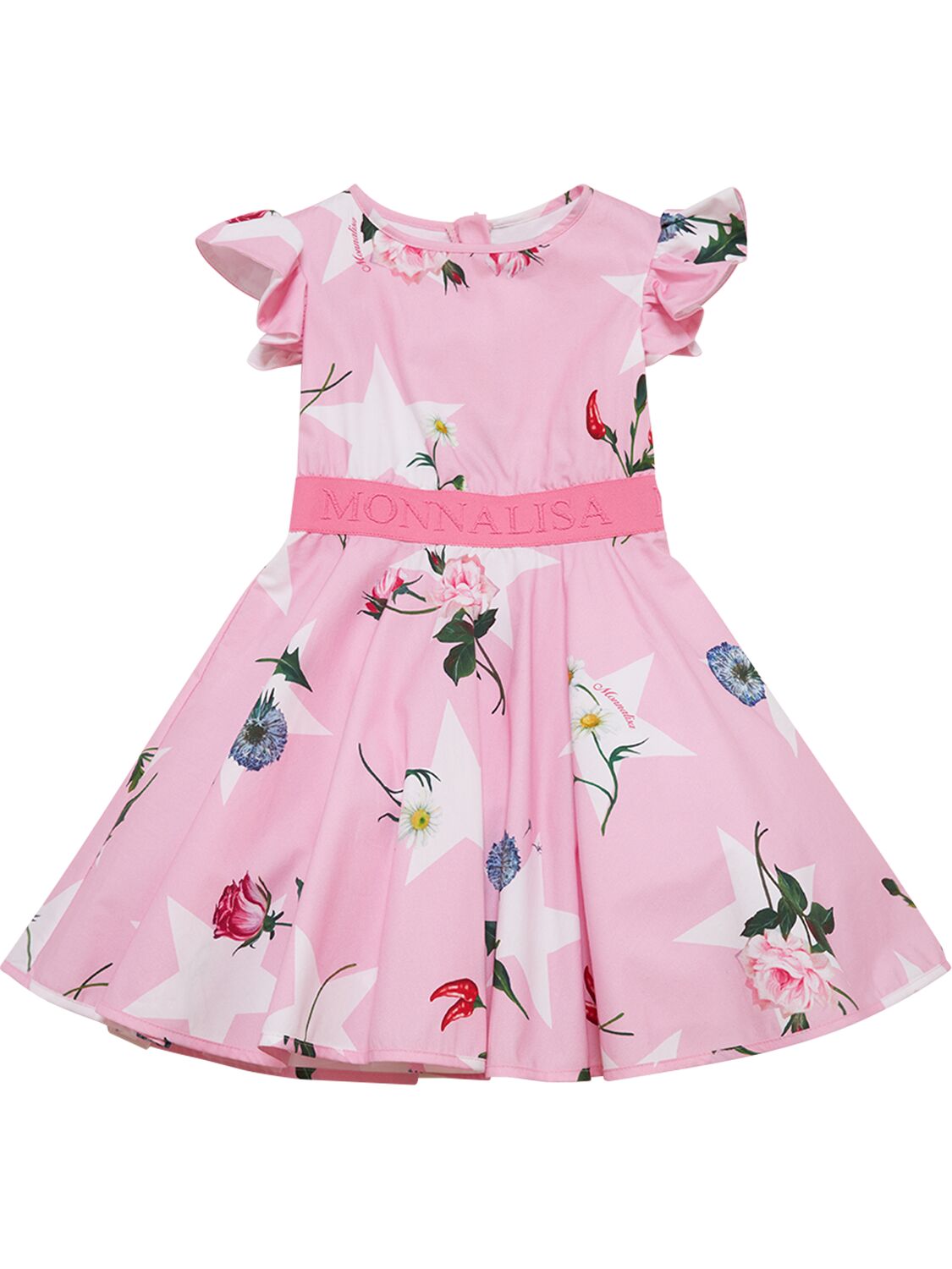 Monnalisa Kids' Printed Cotton Poplin Dress In Pink,multi