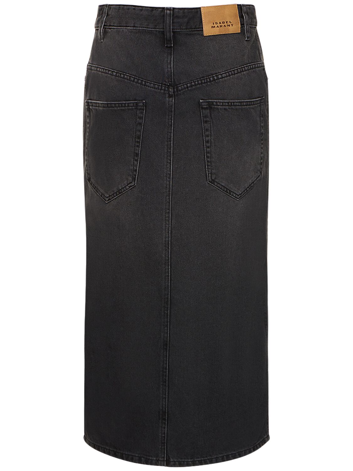 Shop Marant Etoile Vandy Cotton Denim Long Skirt In Schwarz Verblas