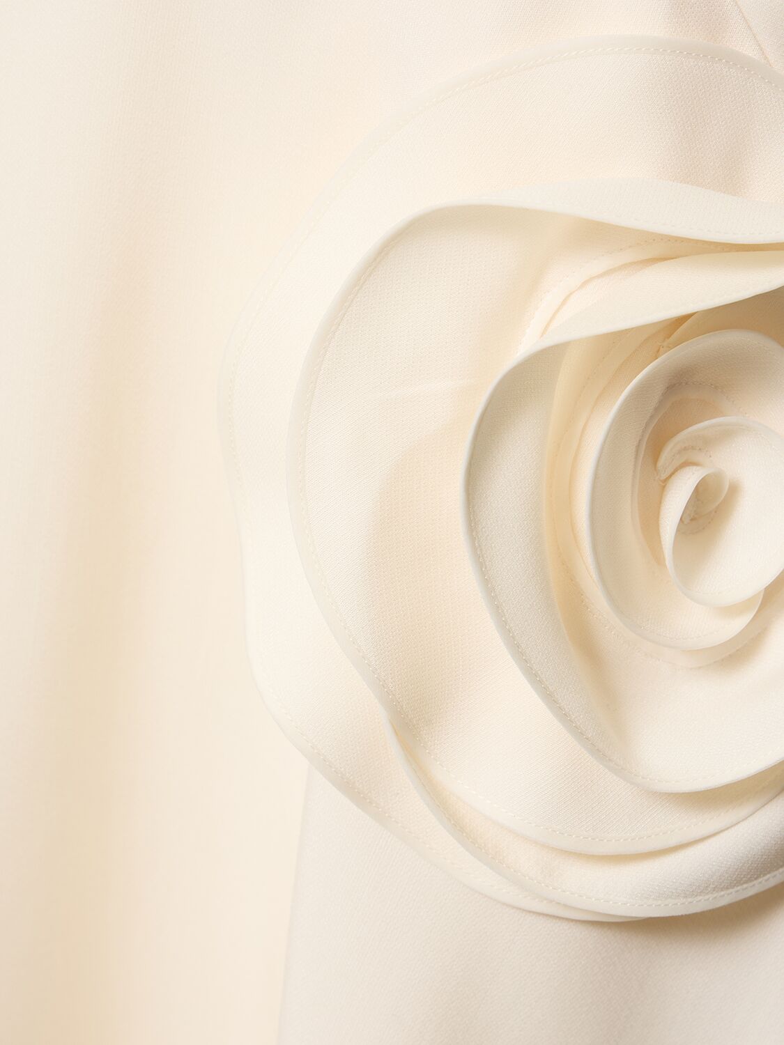 Shop Valentino Wool & Silk Crepe Roses Midi Dress In Elfenbein