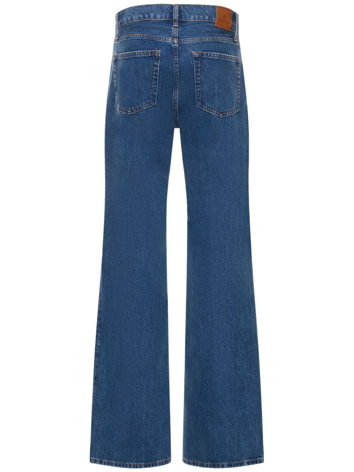 Shop Anine Bing Hugh Cotton Denim Straight Jeans In Blue