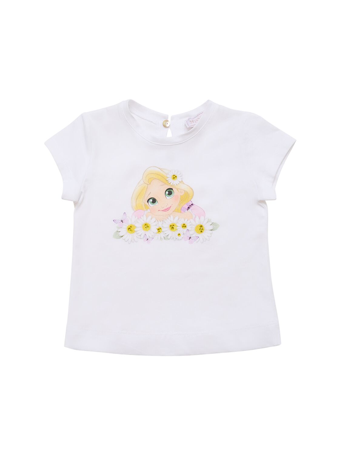 Monnalisa Kids' Printed Cotton Jersey T-shirt In 화이트