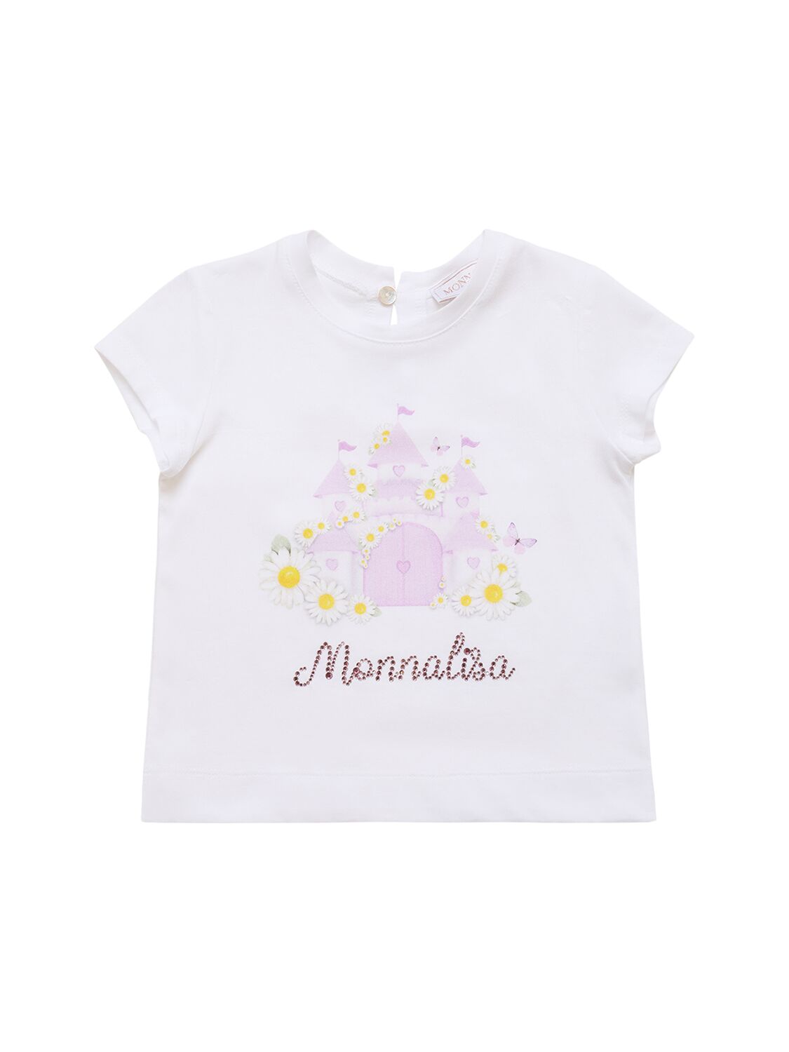 Monnalisa Kids' Printed Cotton Jersey T-shirt In 화이트