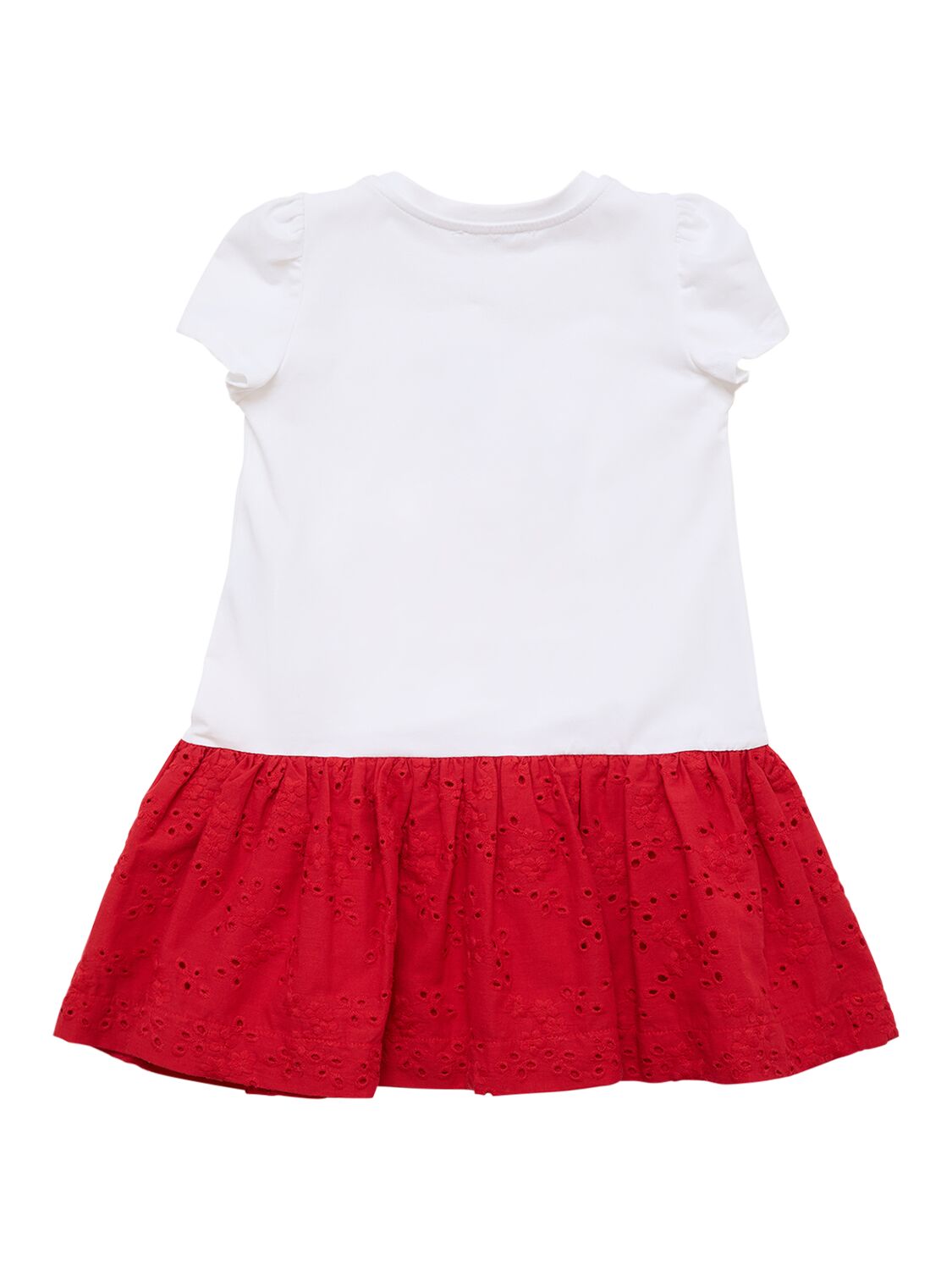 Shop Monnalisa Printed Cotton Jersey Dress In White,red