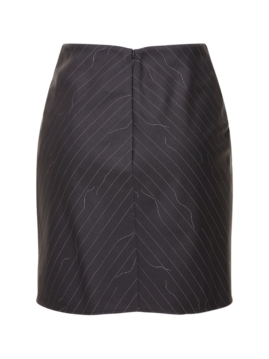 Shop Off-white Pinstriped Wool Blend Twist Skirt In Forged Iron