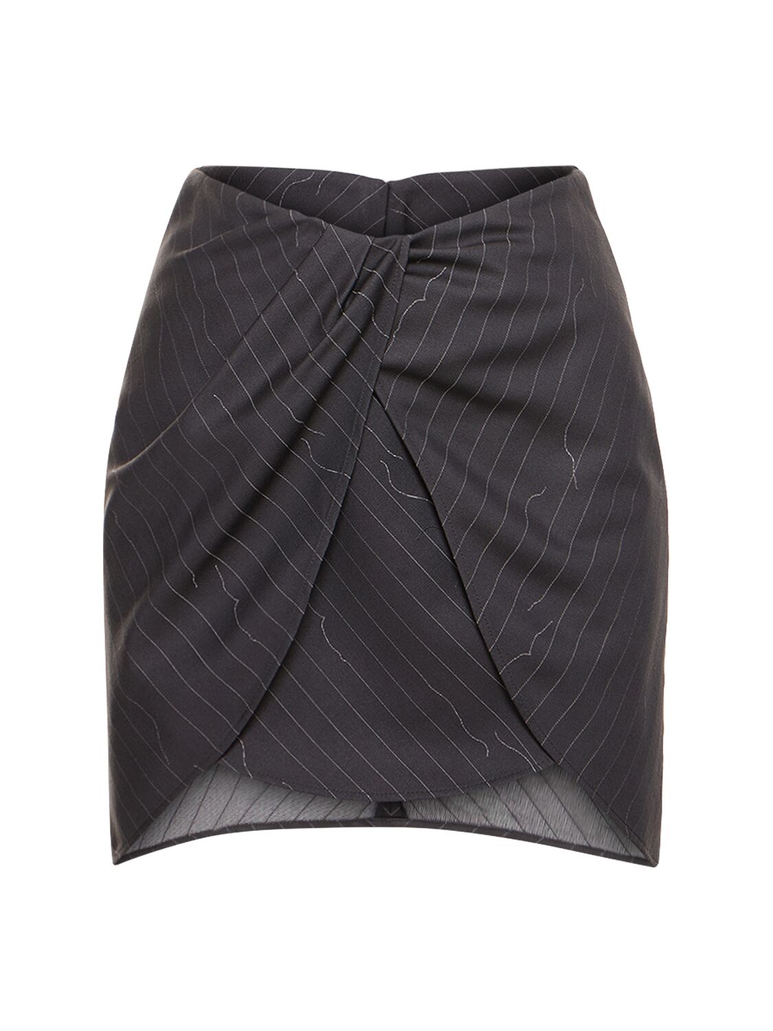 Off-white Pinstriped Wool Blend Twist Skirt In Forged Iron