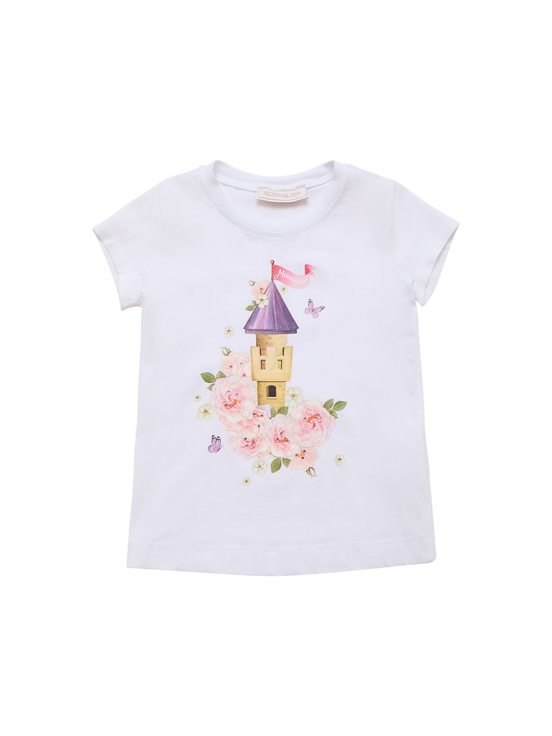 Monnalisa Kids' Rapunzel Printed Cotton Jersey T-shirt In White