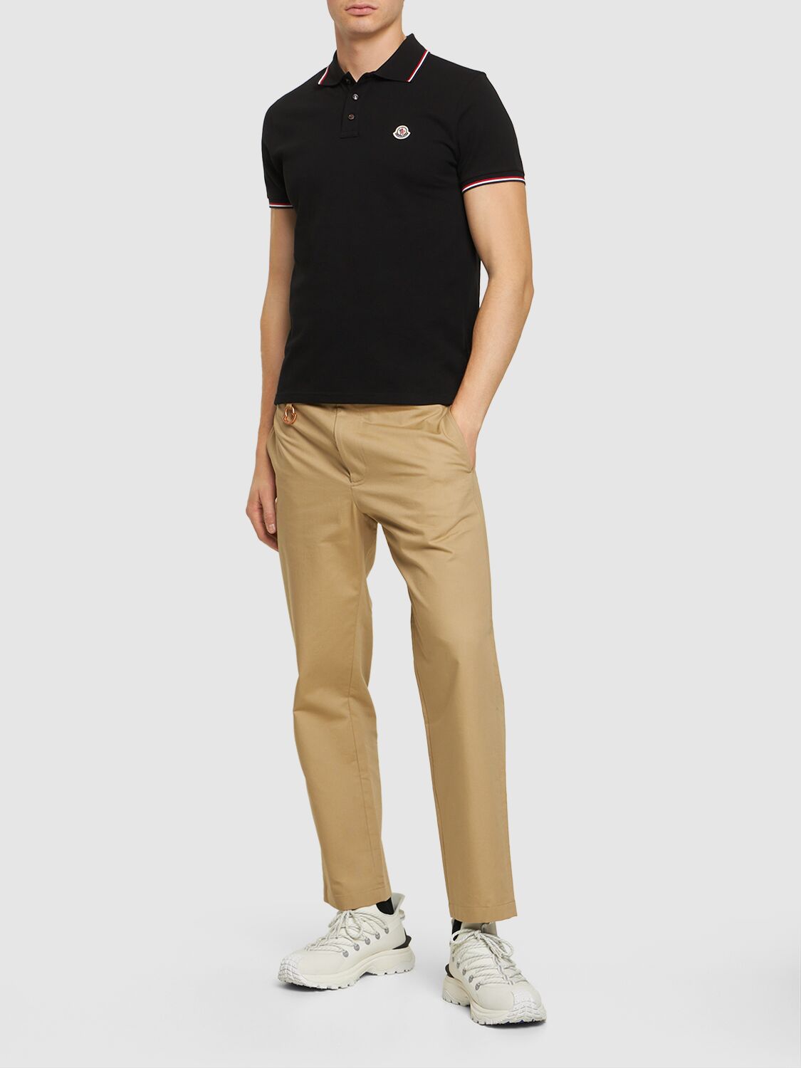 Shop Moncler Cotton Piquet Polo Shirt In Black