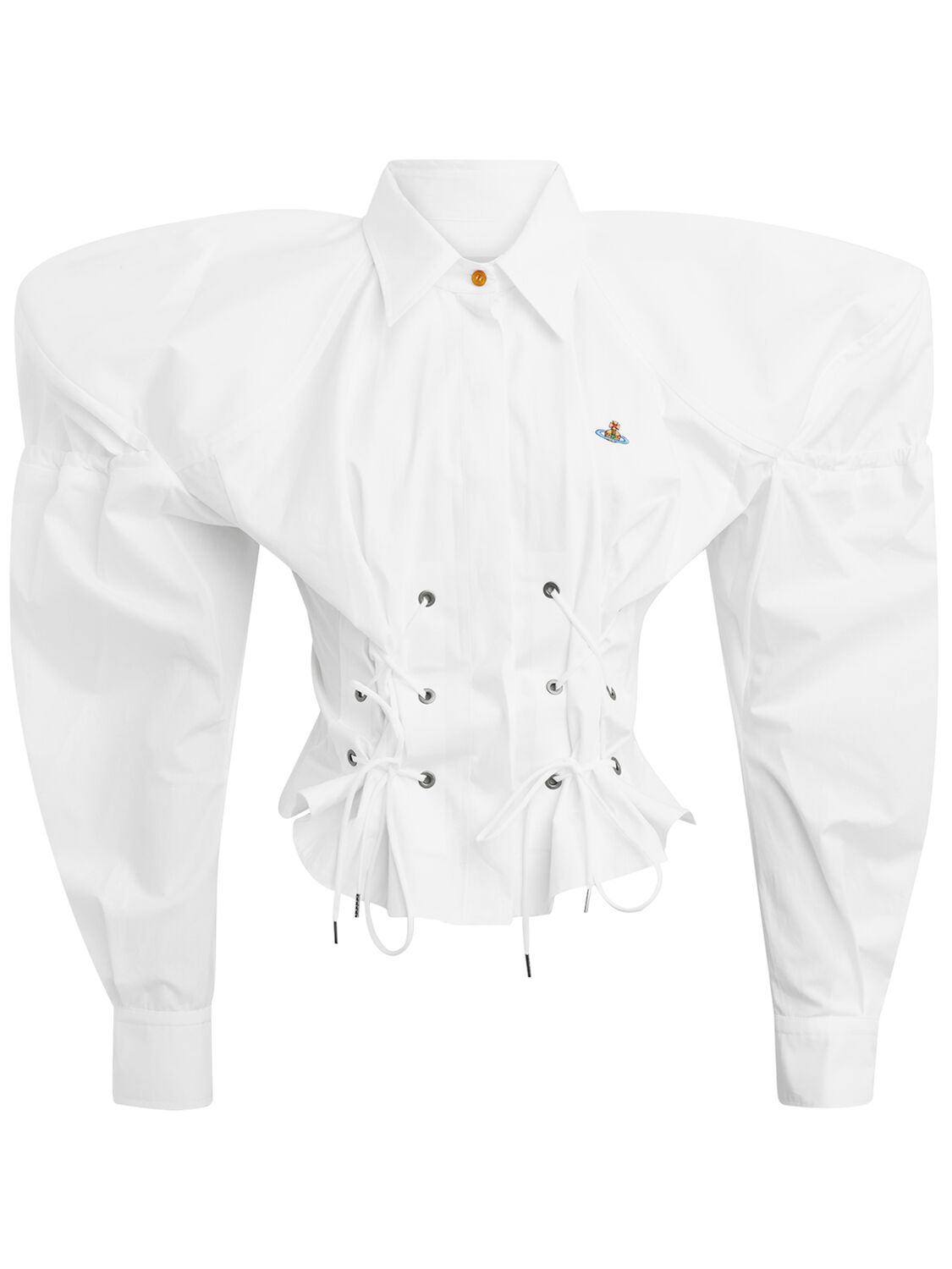 Shop Vivienne Westwood Gexy Fitted Cotton Lace-up Shirt In White