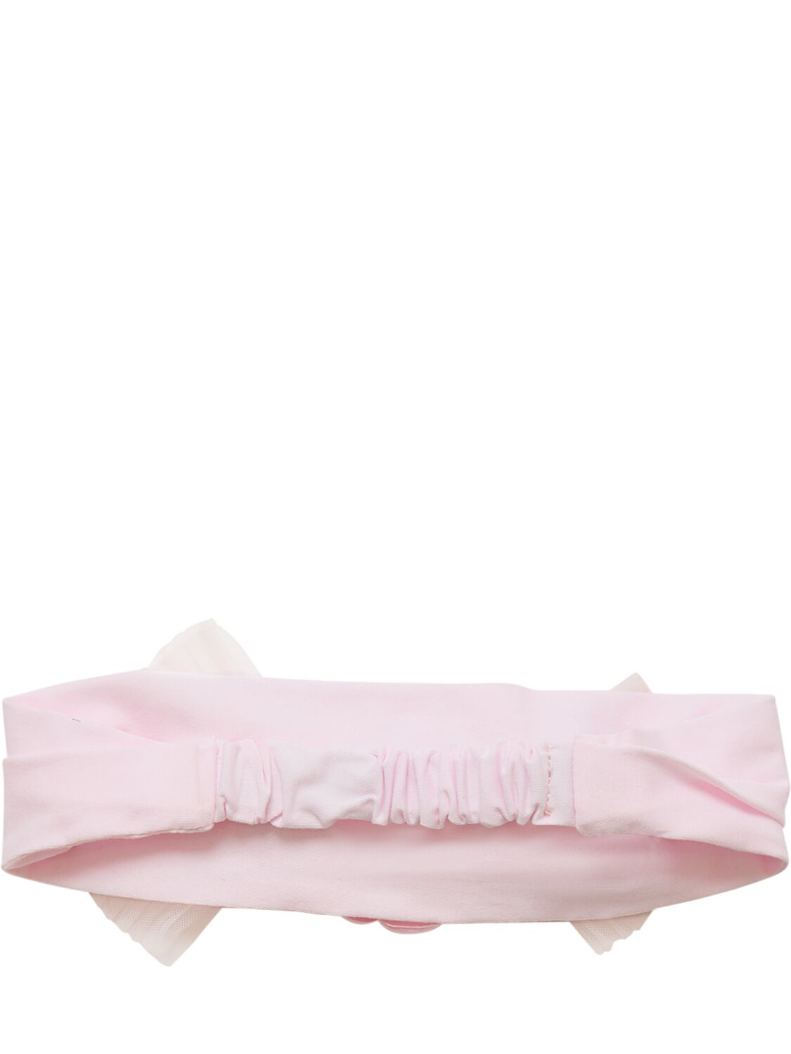 Shop Monnalisa Stretch Cotton Jersey Headband W/flowers In Pink