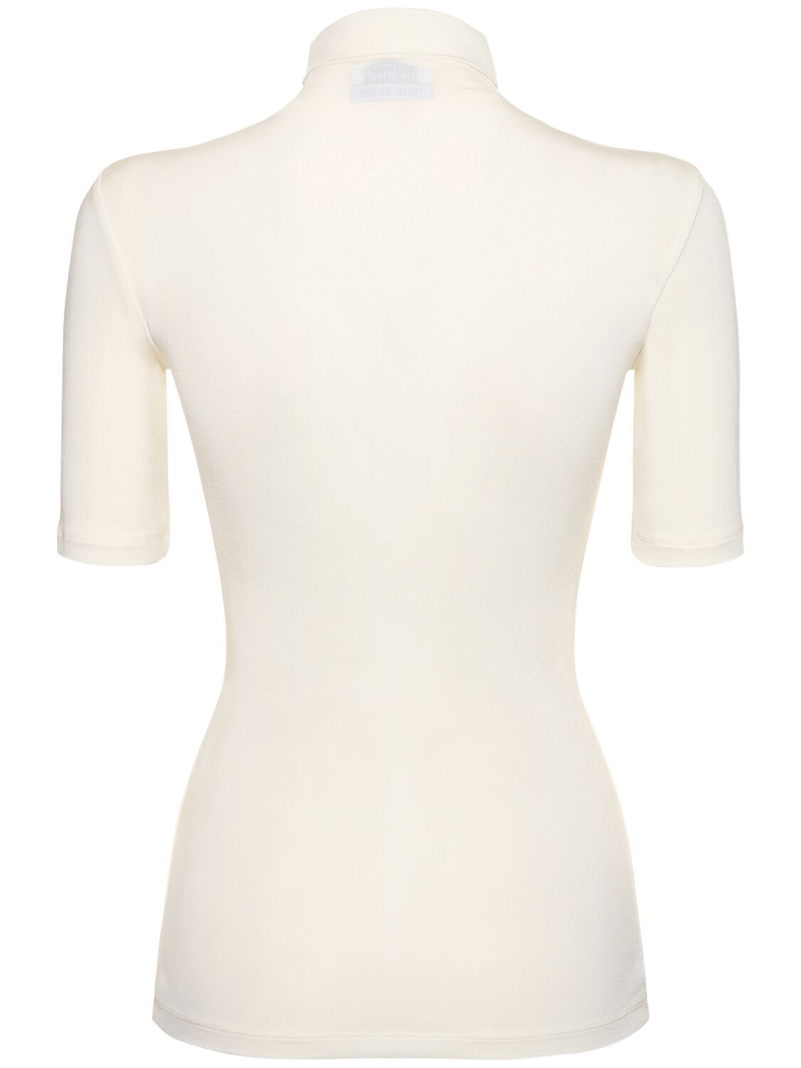 Shop Off-white Logo Viscose Blend Turtleneck S/s Top In White