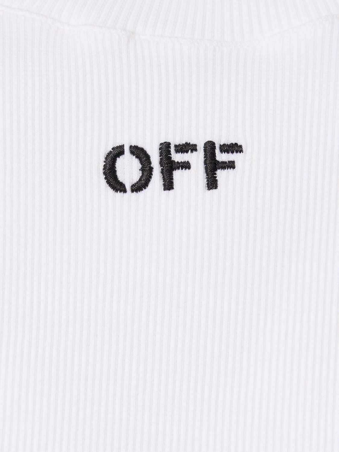 Shop Off-white Logo Cotton Blend Cropped T-shirt In White