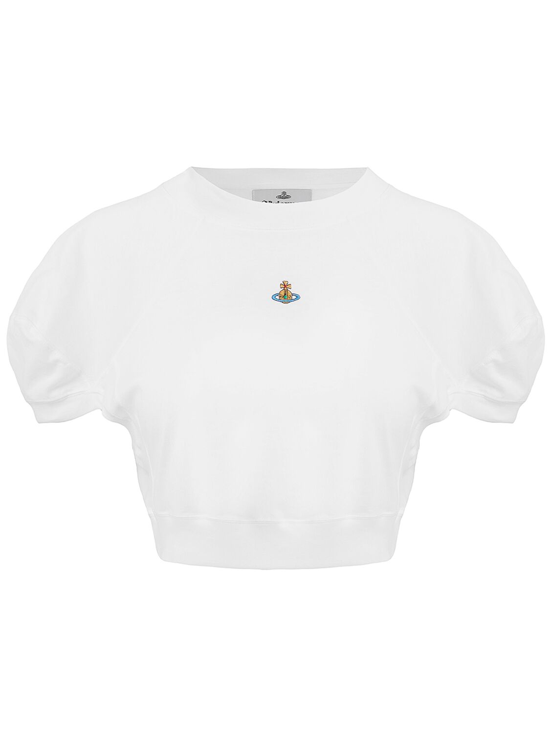 Shop Vivienne Westwood Cotton Logo Cropped T-shirt In White