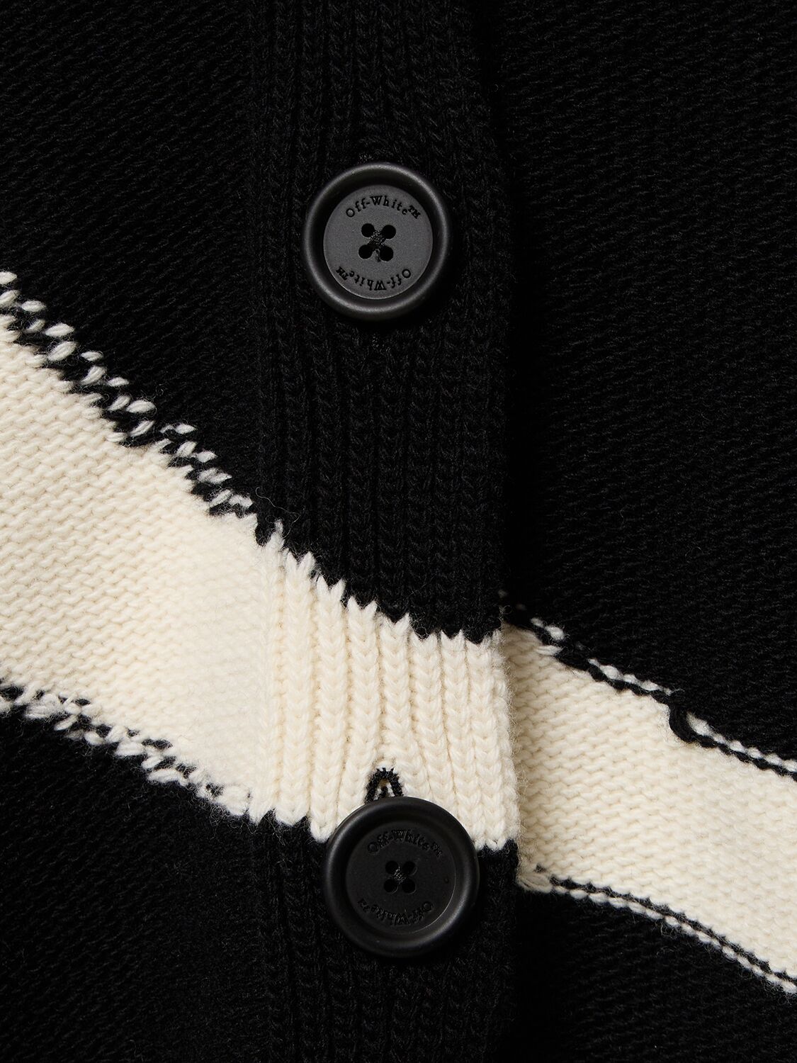 Shop Off-white Ow Maxi Logo Wool Cardigan In Black,white