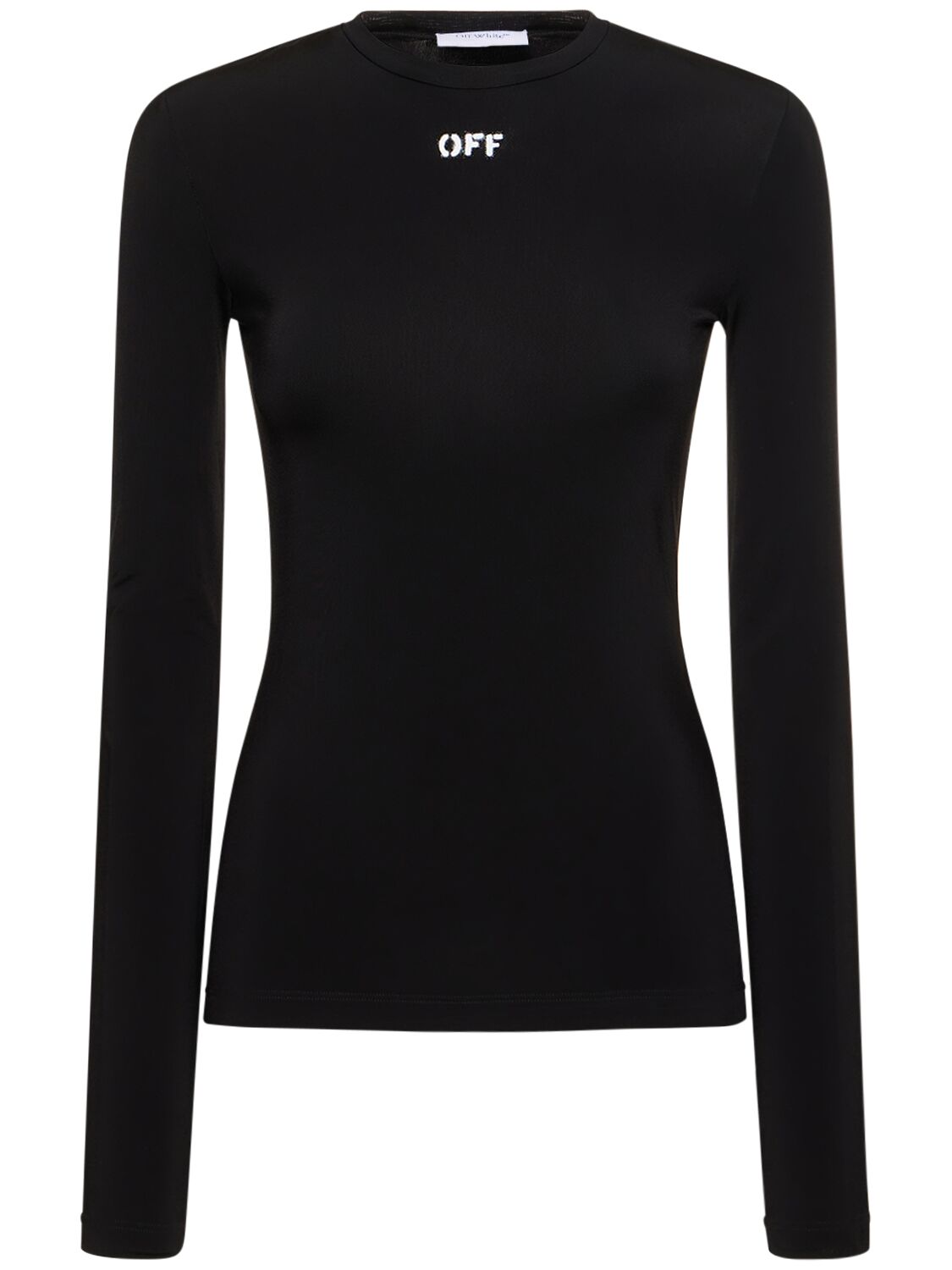 Off-white Logo Viscose Blend Crewneck Sweater In Black
