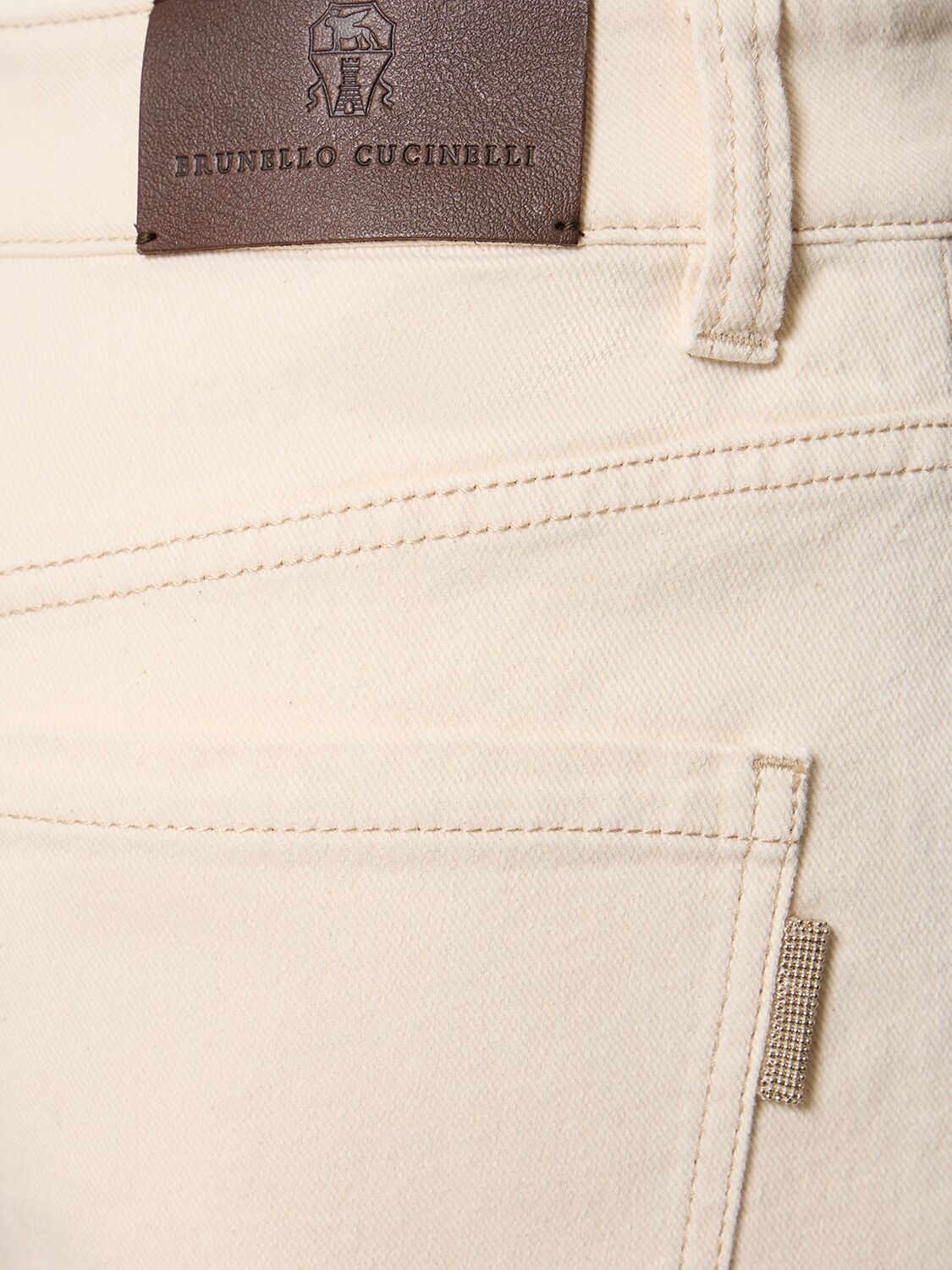 Shop Brunello Cucinelli Stretch Cotton Bull Wide Pants In Beige