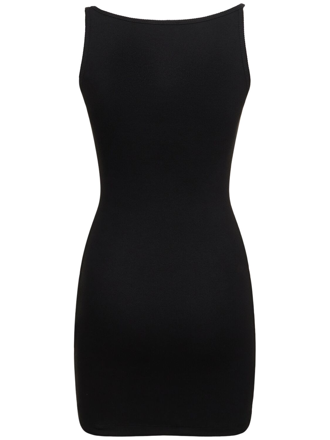 Shop Off-white Logo Cotton Blend Mini Dress In Black