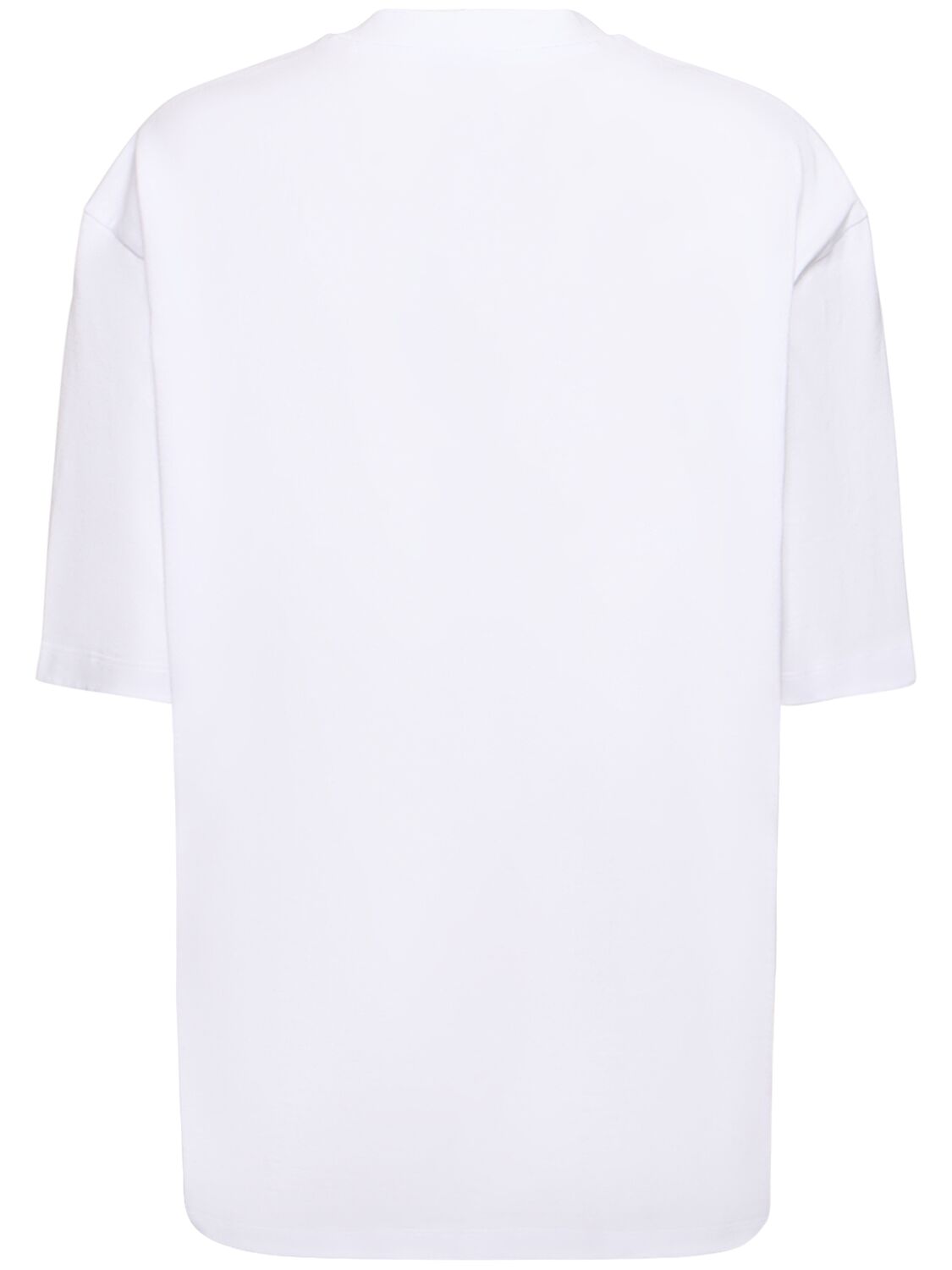 Shop Ferragamo Cotton Jersey Printed Logo T-shirt In White,midnight