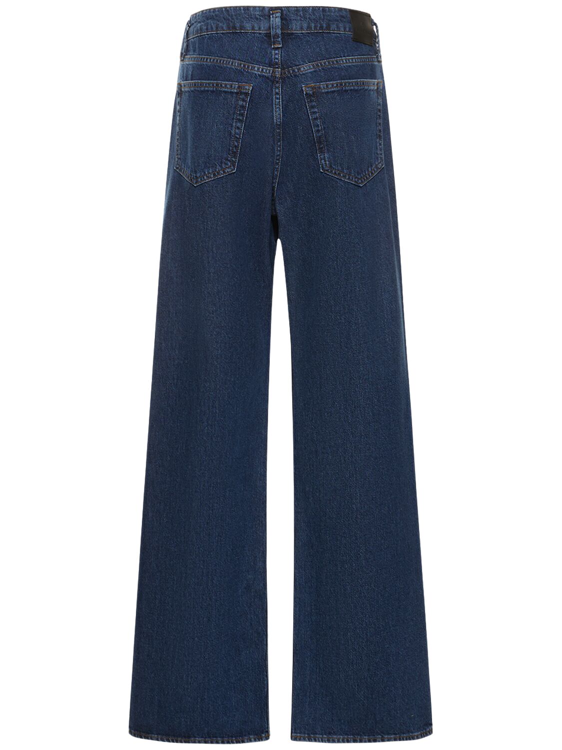 Shop Anine Bing Carrie Cotton Denim Wide Pleated Jeans In Blue