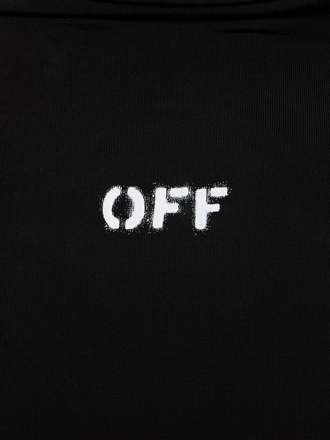 Shop Off-white Logo Viscose Blend Turtleneck Top In Black