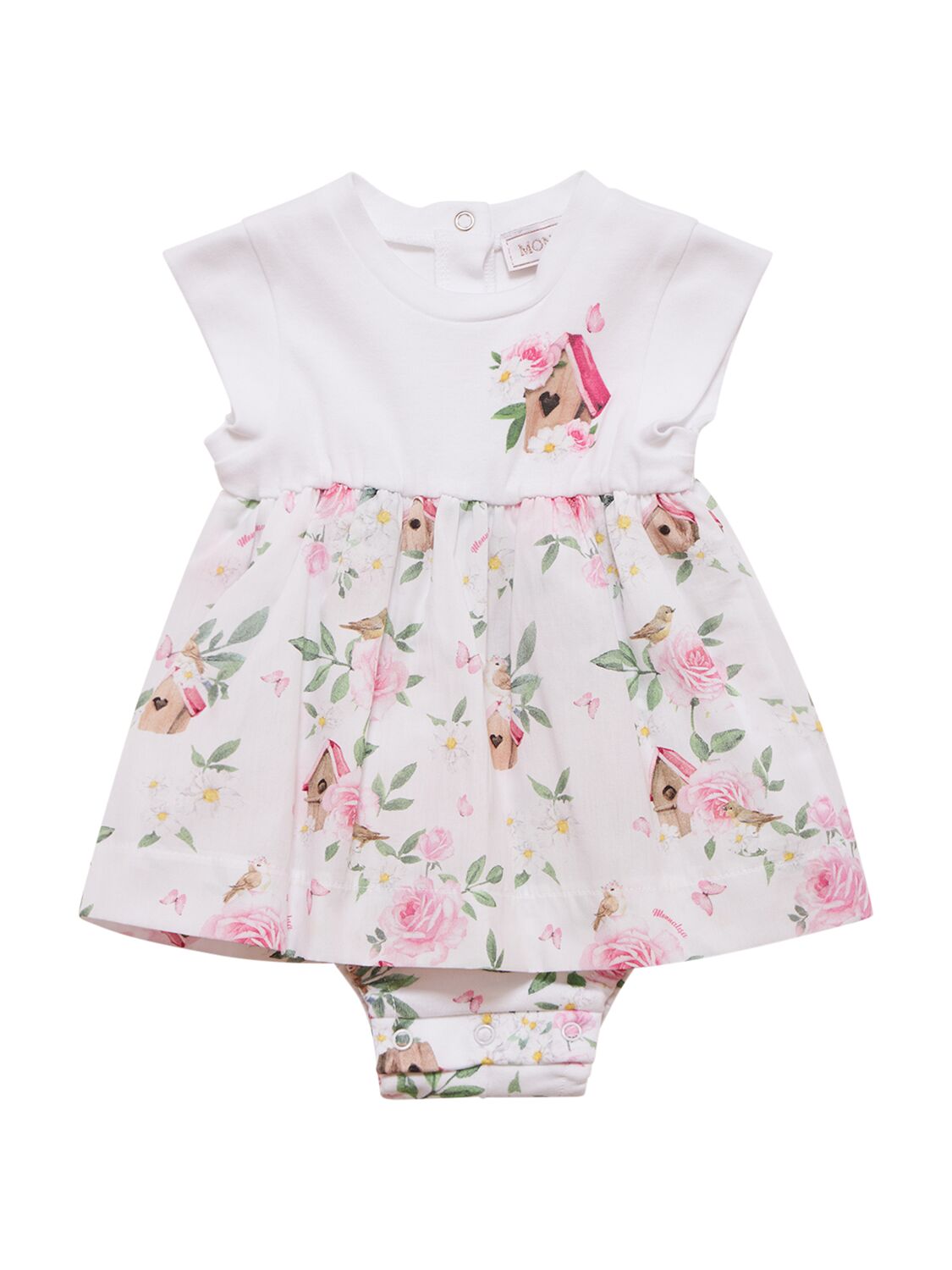 Monnalisa Babies' Cotton Jersey Dress W/diaper Cover In White