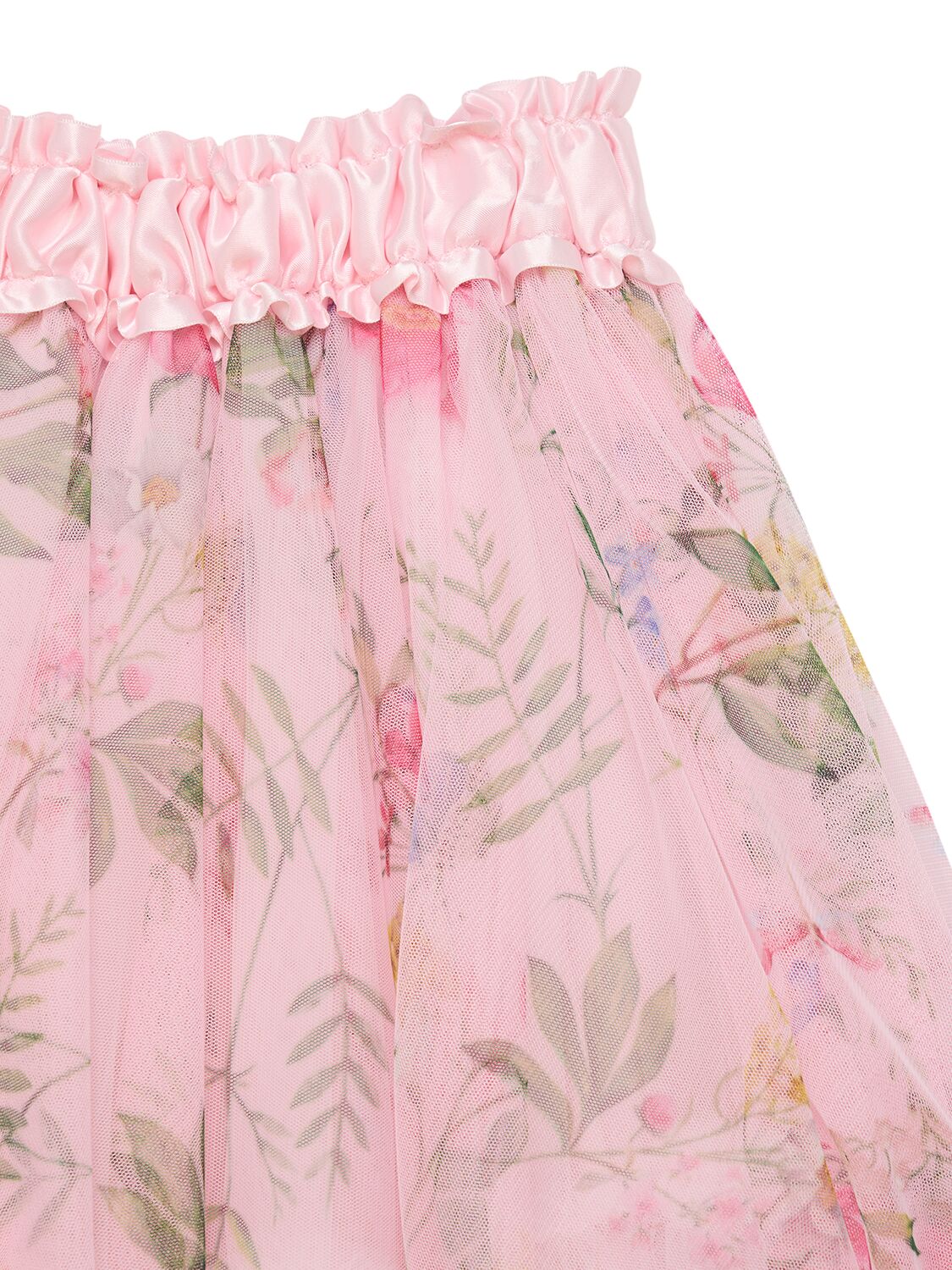 Shop Monnalisa Tulle Maxi Skirt W/ruffles In Pink,multi