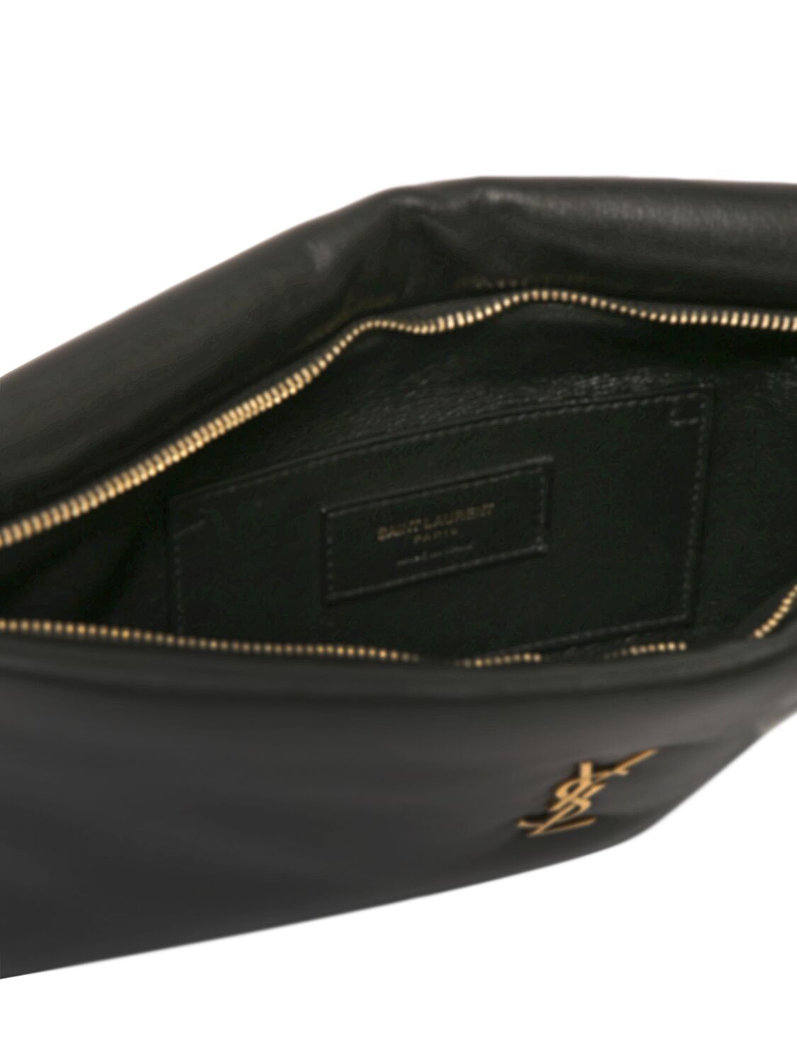 Shop Saint Laurent Calypso Leather Long Zipped Pouch In Black
