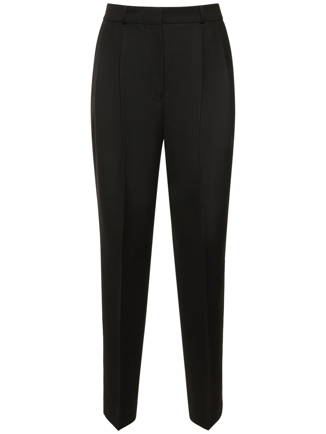 Totême Double-pleated Tailored Wool Blend Trousers In Black